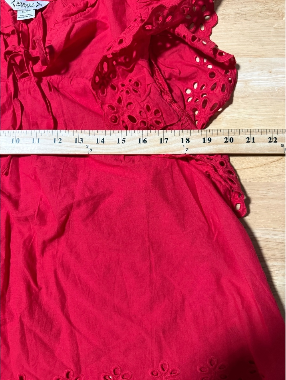 Nanette by Nanette Lepore Women’s XL Red Eyelet Embroidered Blouse NWT - Picture 5 of 8